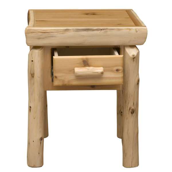 Cedar Log One Drawer Nightstand