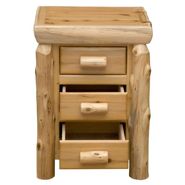 Cedar Log Three Drawer Nightstand