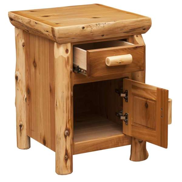 Cedar Log Enclosed Nightstand