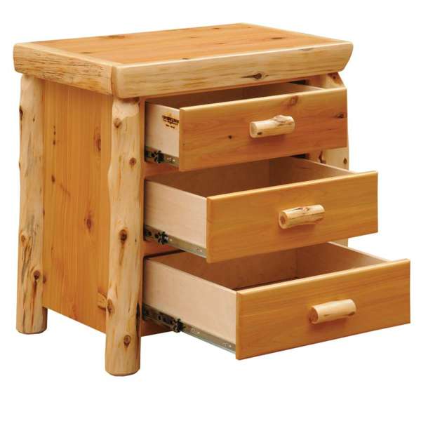 Cedar Log XL Three Drawer Nightstand