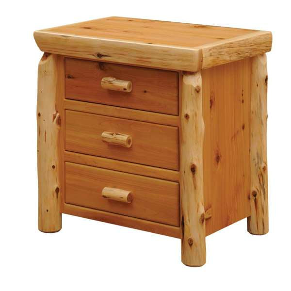 Cedar Log XL Three Drawer Nightstand