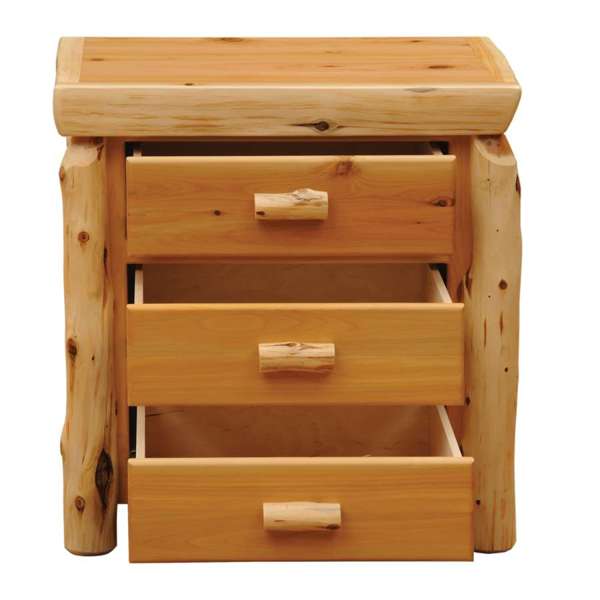 Cedar Log XL Three Drawer Nightstand