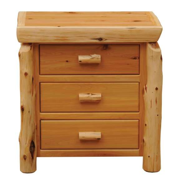 Cedar Log XL Three Drawer Nightstand