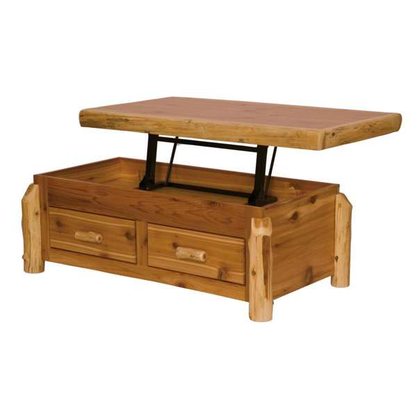 Cedar Log Coffee Table - Elevating Top