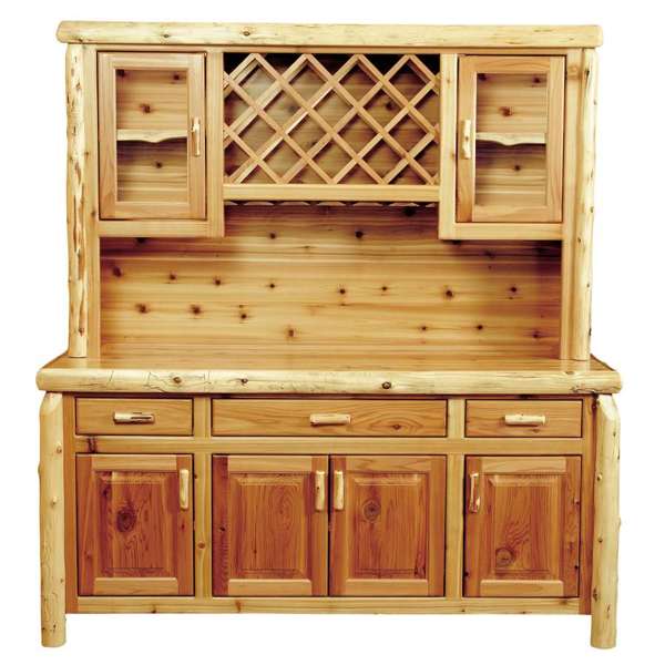 Cedar Log 75-inch Buffet & Hutch - with Wine Rack