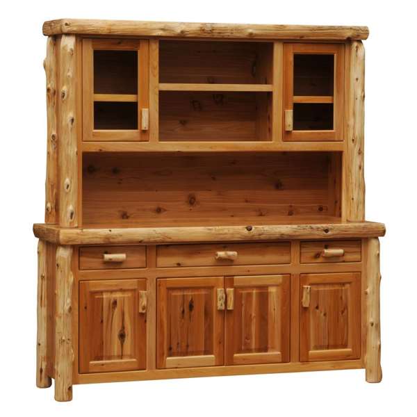 Cedar Log 75-inch Buffet & Hutch - with Shelving