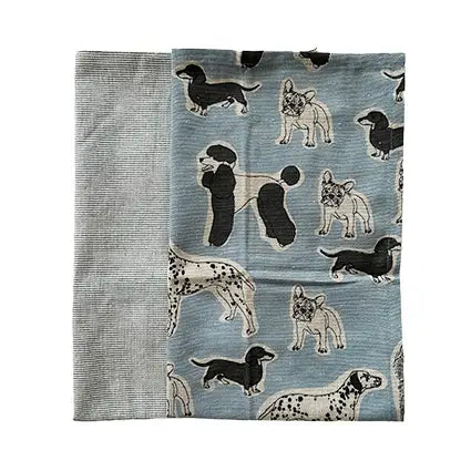 Tea Towel Set of 2 Dog Print - Blue Haze