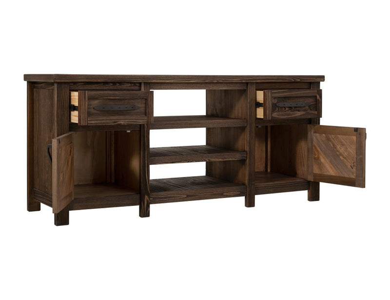 Dutton 2-Drawer 2-Door TV Stand – Solid Wood Rustic Media Console ...