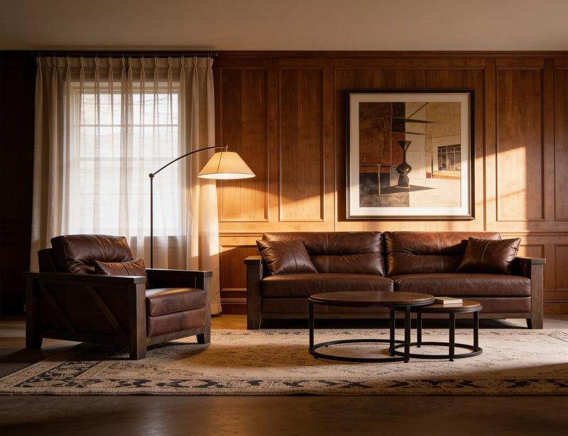 Walnut Forge Collection Sofas with Leather