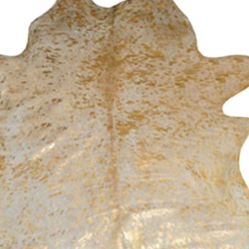 6' X 7'  Natural And Gold Genuine Cowhide Area Rug