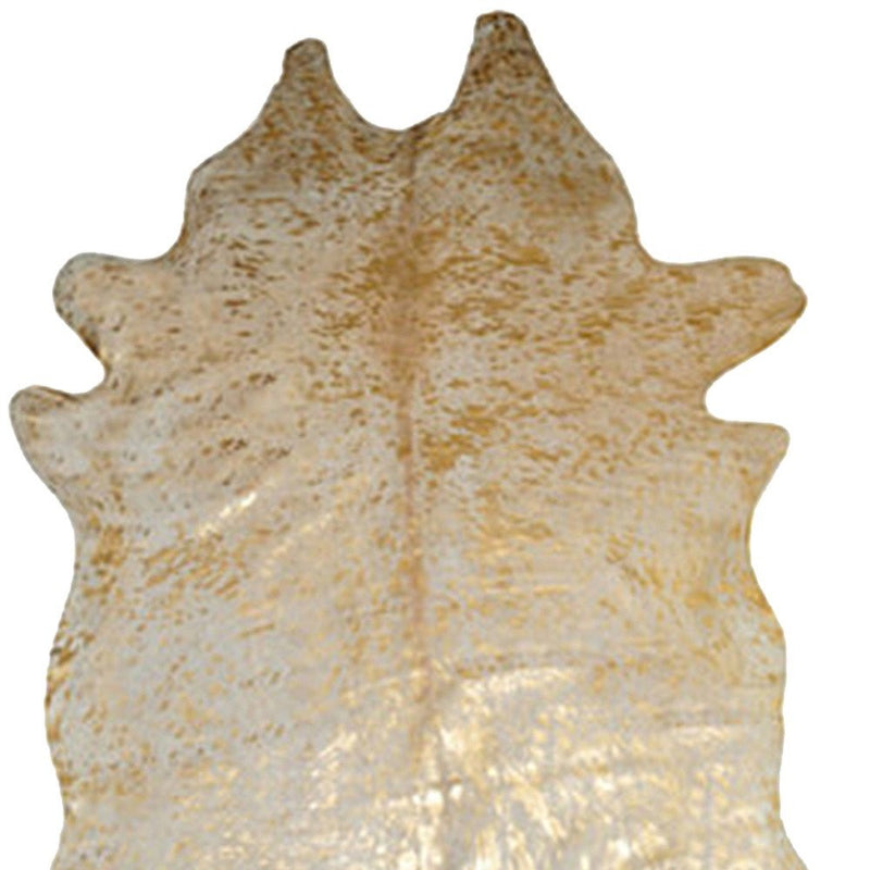6' X 7'  Natural And Gold Genuine Cowhide Area Rug