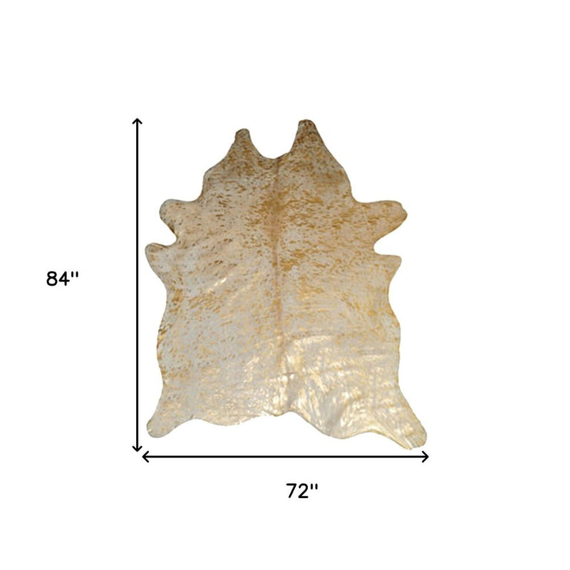6' X 7'  Natural And Gold Genuine Cowhide Area Rug