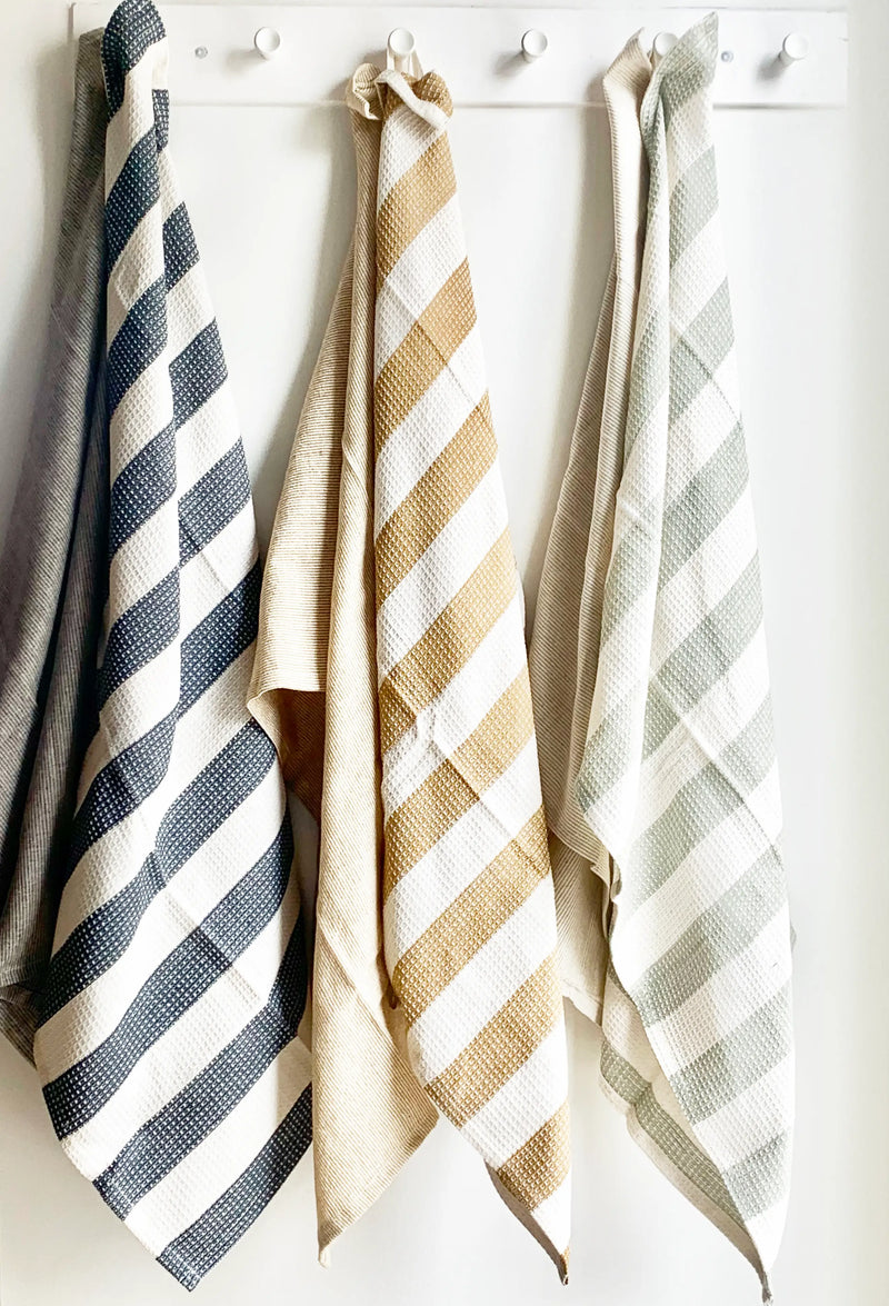 Striped Tea Towel set of 2 Sage Green
