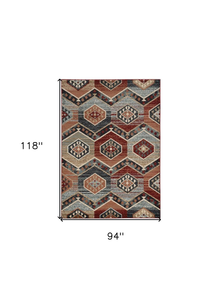 3' X 5' Red Machine Woven Honeycomb Lodge Indoor Area Rug