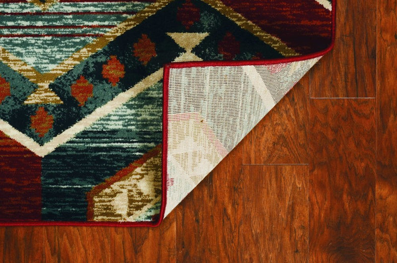 3' X 5' Red Machine Woven Honeycomb Lodge Indoor Area Rug