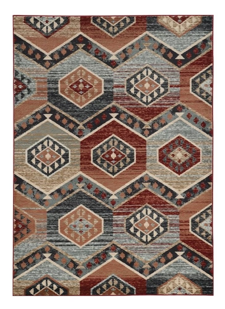 3' X 5' Red Machine Woven Honeycomb Lodge Indoor Area Rug