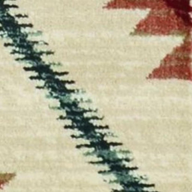 5' X 8' Ivory Machine Woven Geometric Lodge Indoor Area Rug