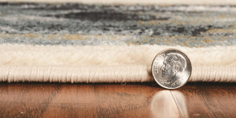 3' X 5' Ivory and Blue Woodland Lodge Area Rug