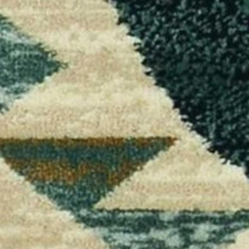 3' X 5' Ivory and Blue Woodland Lodge Area Rug
