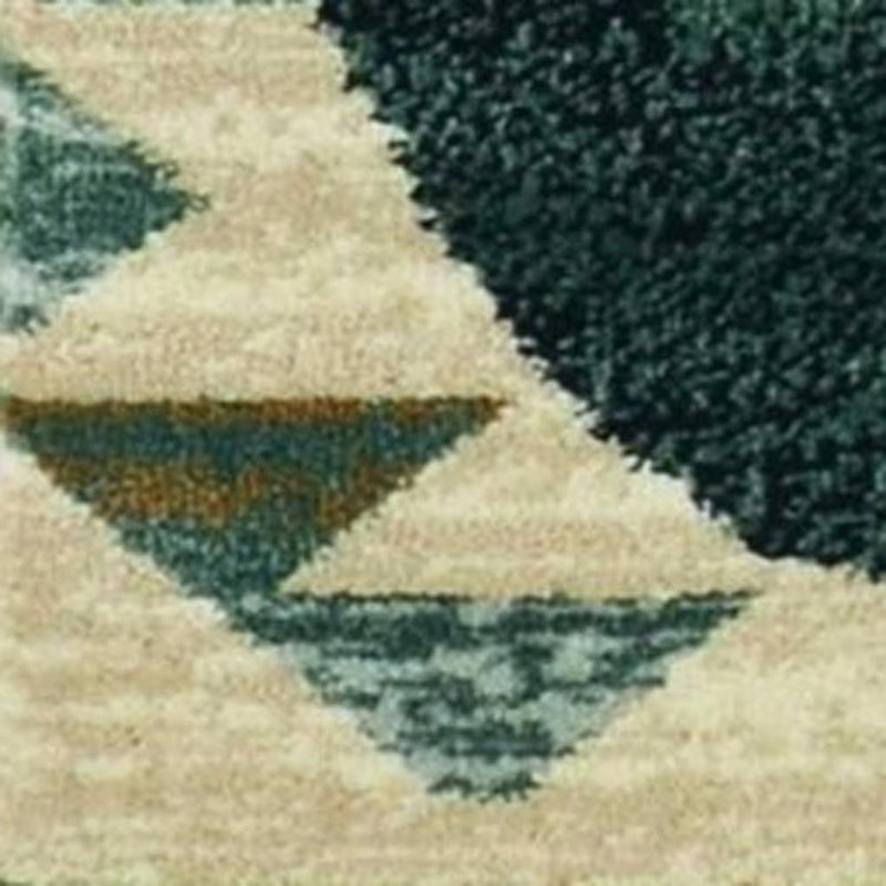 3' X 5' Ivory and Blue Woodland Lodge Area Rug