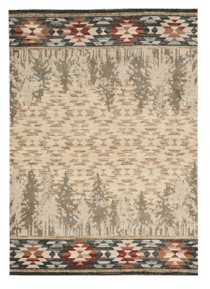 5' X 8' Ivory Machine Woven Pinegrove Lodge Indoor Area Rug