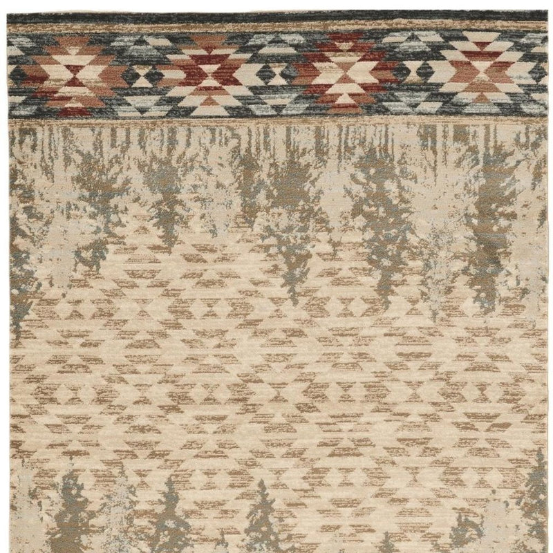 8' Ivory Machine Woven Pinegrove Lodge Indoor Runner Rug
