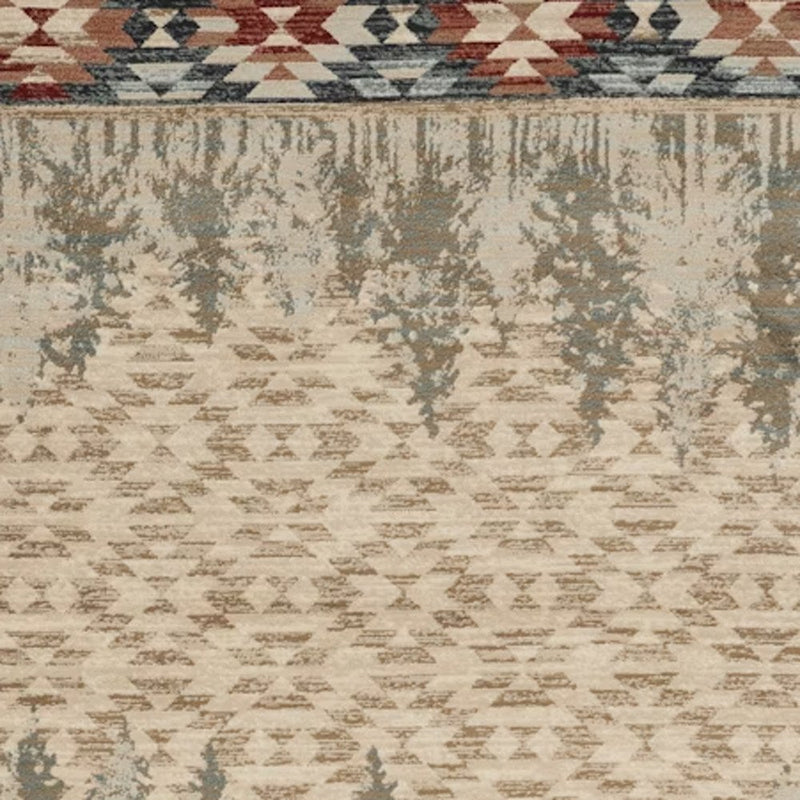 8' Ivory Machine Woven Pinegrove Lodge Indoor Runner Rug