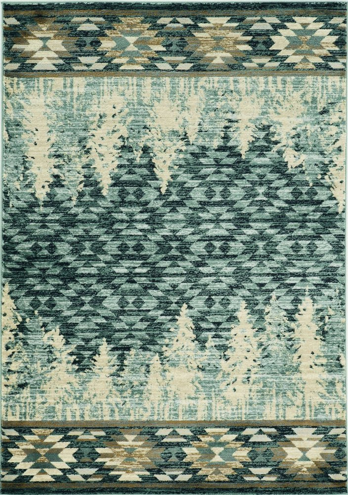 3' X 5' Slate Blue Southwestern Area Rug