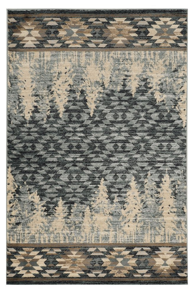 9' X 12' Slate Blue Machine Woven Pinegrove Lodge Indoor Area Rug