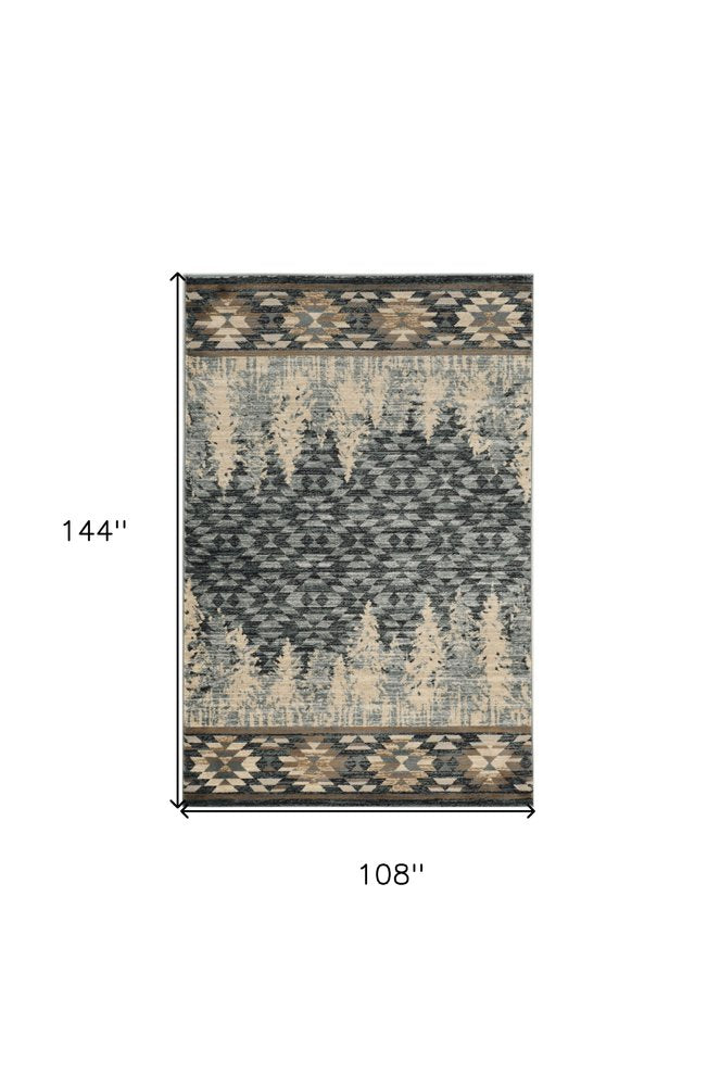 9' X 12' Slate Blue Machine Woven Pinegrove Lodge Indoor Area Rug