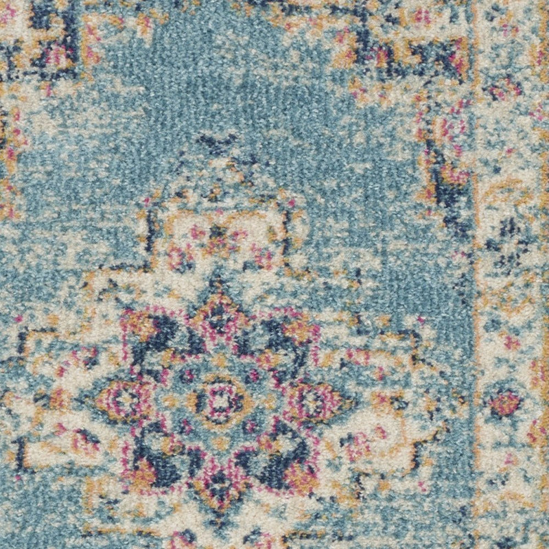 2' X 3' Light Blue Southwestern Power Loom Area Rug