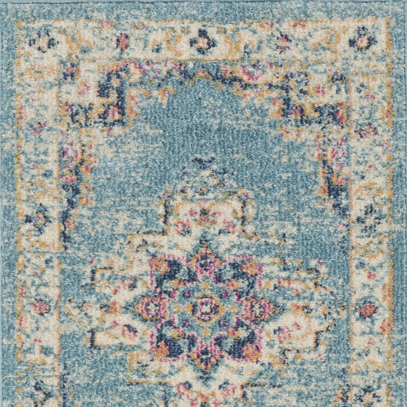 2' X 3' Light Blue Southwestern Power Loom Area Rug