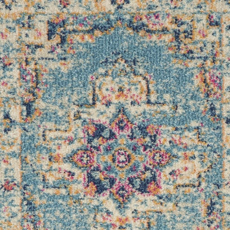 2' X 3' Light Blue Southwestern Power Loom Area Rug