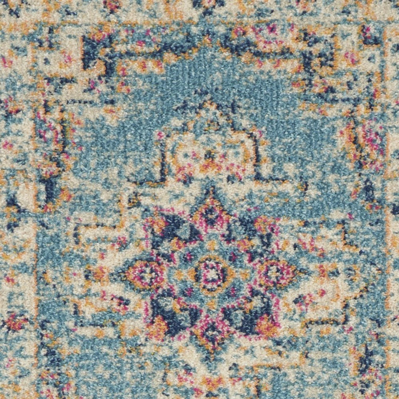 2' X 3' Light Blue Southwestern Power Loom Area Rug