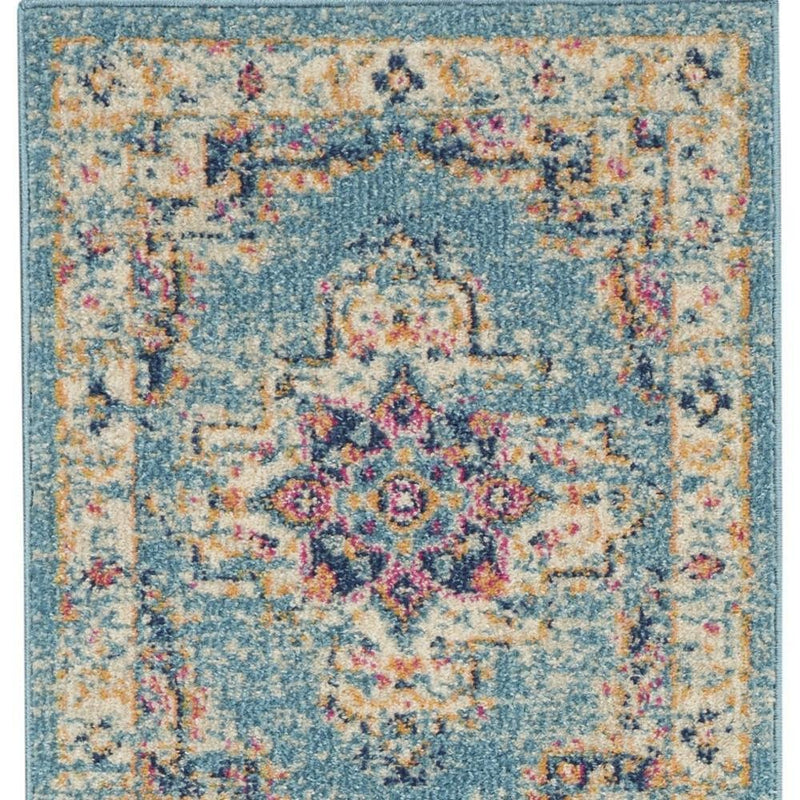 2' X 3' Light Blue Southwestern Power Loom Area Rug