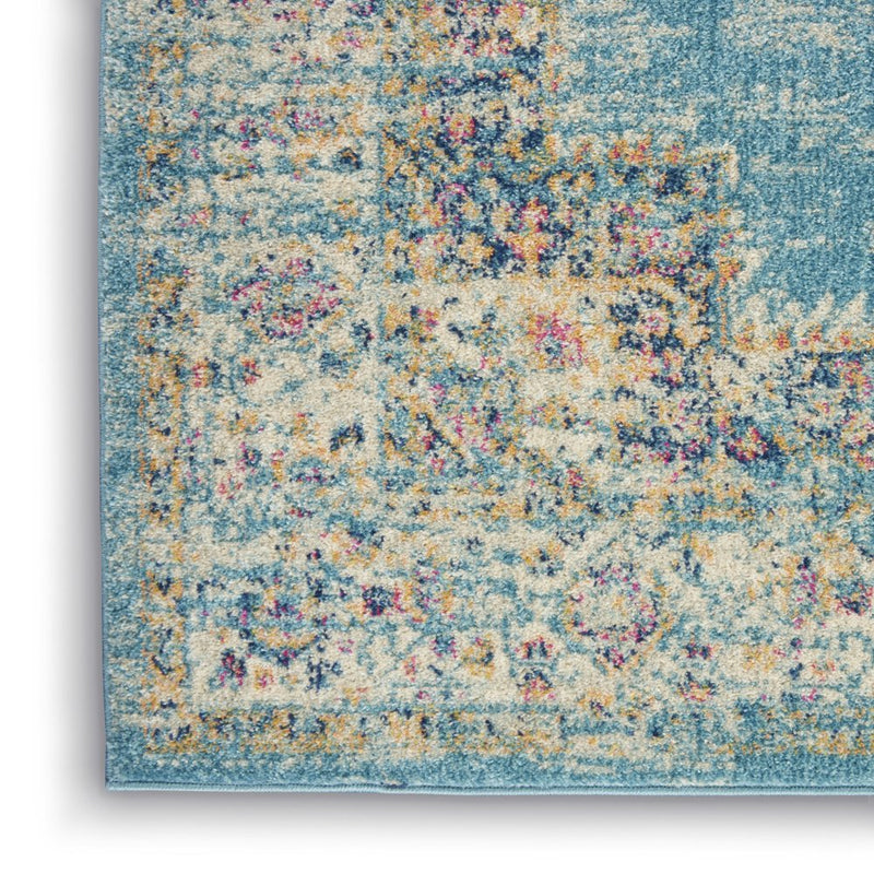 4' X 6' Light Blue Southwestern Power Loom Area Rug