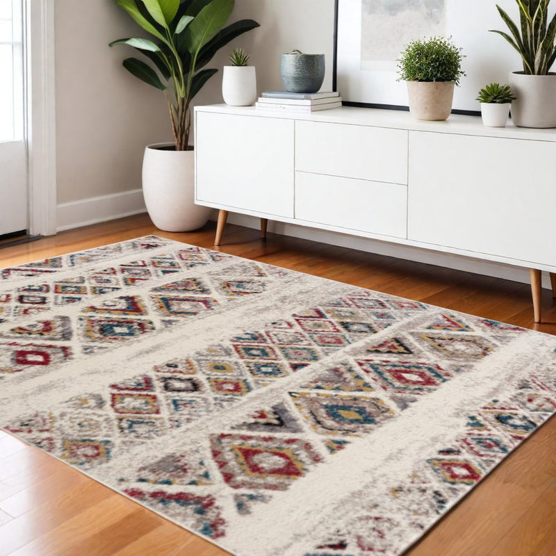 4' X 6' Cream Southwestern Area Rug