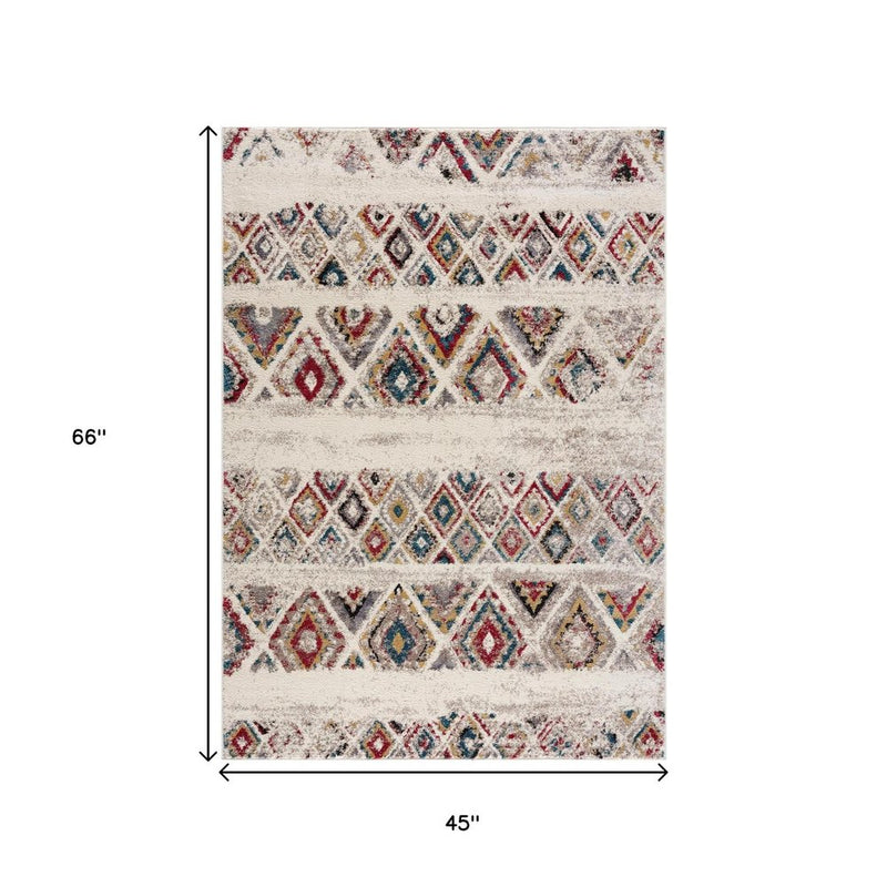 4' X 6' Cream Southwestern Area Rug