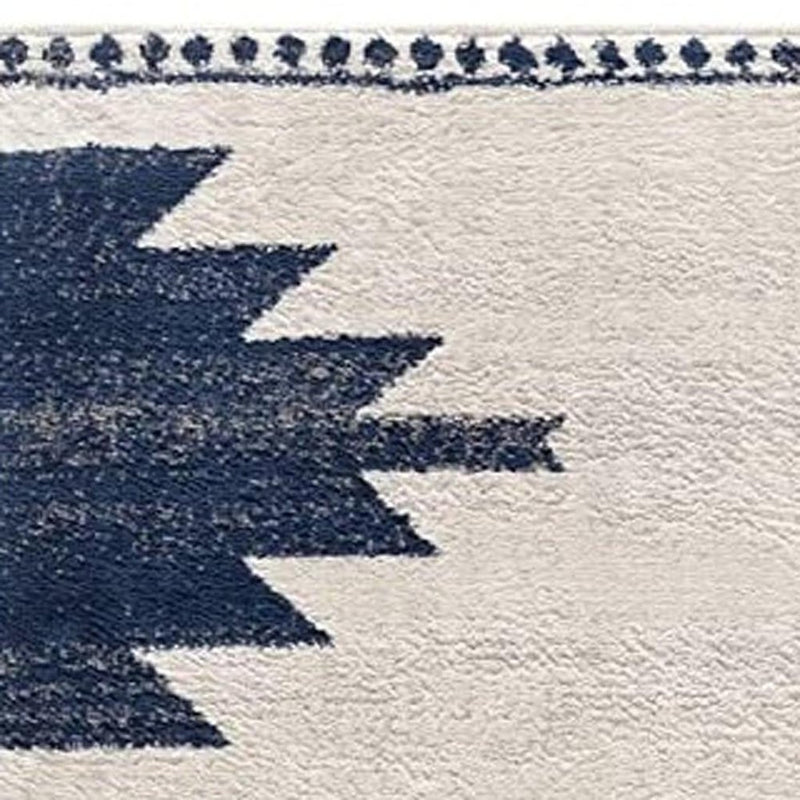 13' Runner Blue and Ivory Southwestern Runner Rug