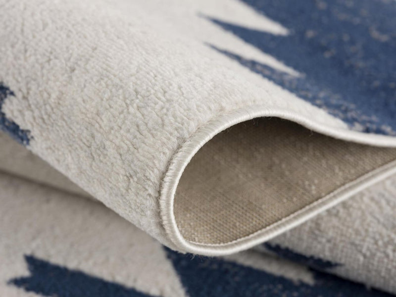 13' Runner Blue and Ivory Southwestern Runner Rug