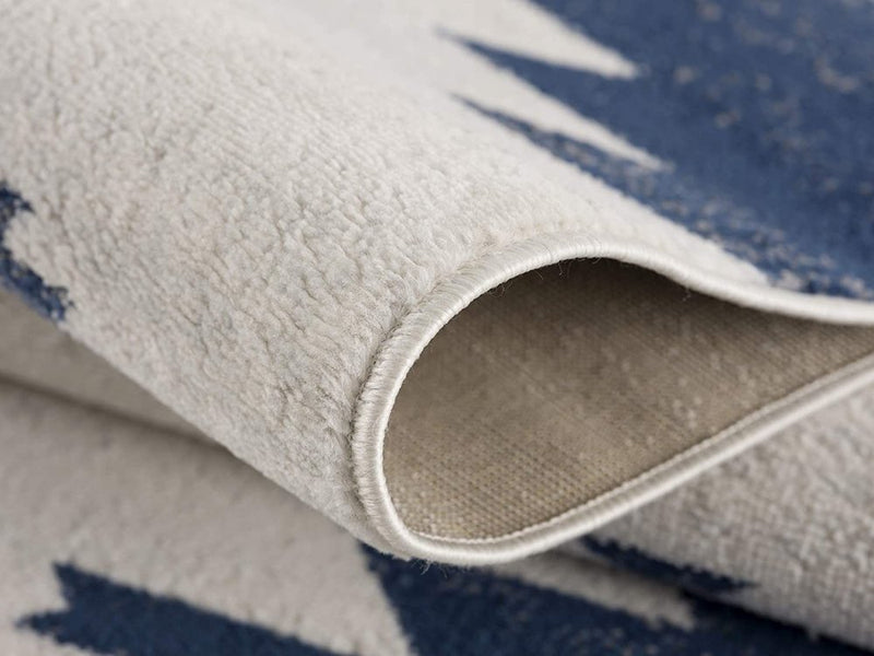 13' Runner Blue and Ivory Southwestern Runner Rug