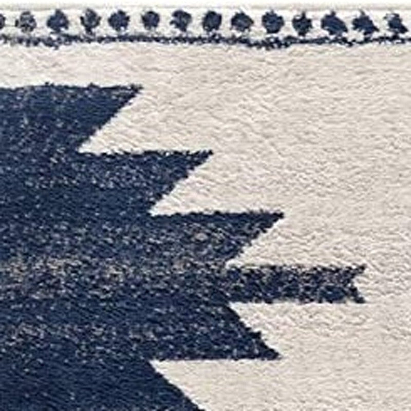 13' Runner Blue and Ivory Southwestern Runner Rug