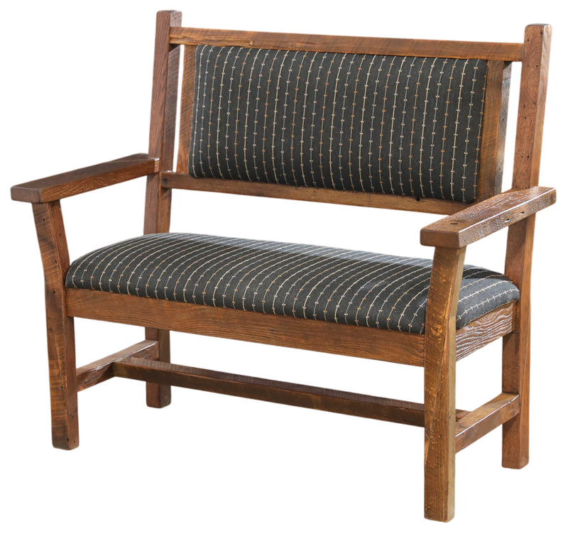 Barnwood Upholstered Bench with Back