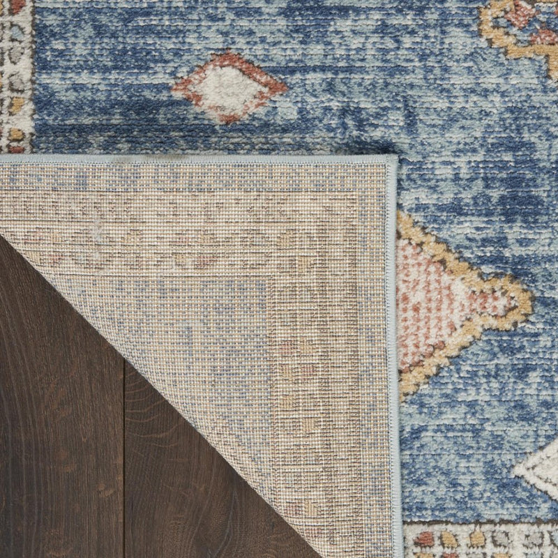 3' X 5' Blue Southwestern Power Loom Non Skid Area Rug