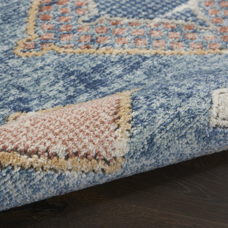 3' X 5' Blue Southwestern Power Loom Non Skid Area Rug
