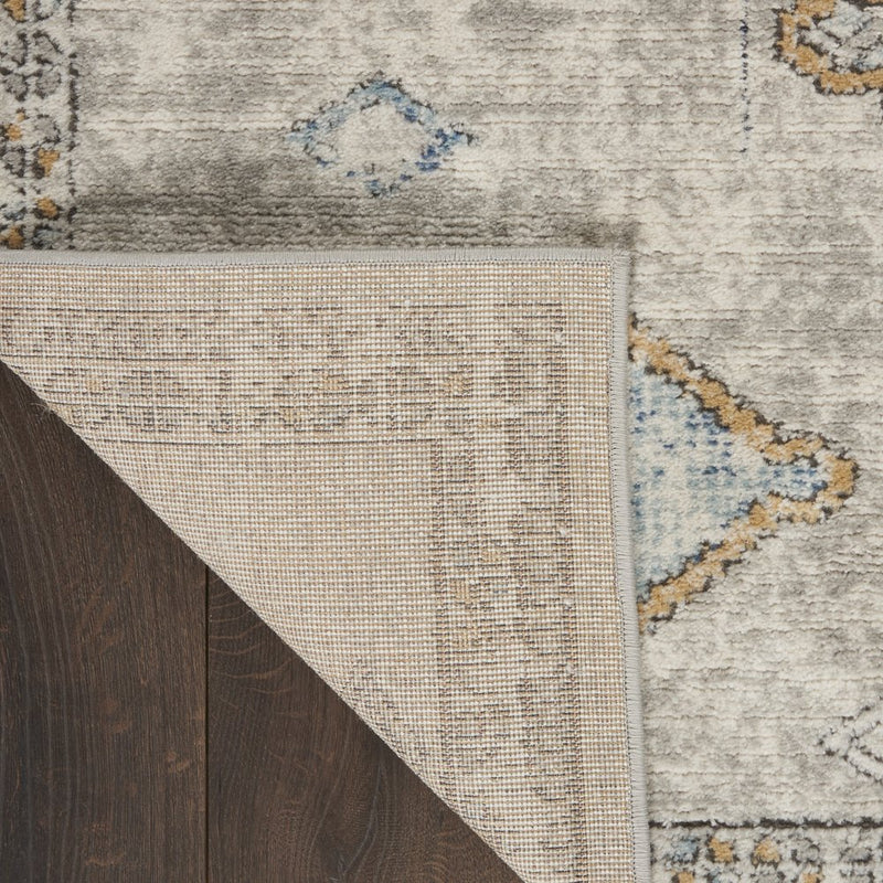 4' X 6' Ivory Grey And Blue Southwestern Power Loom Non Skid Area Rug