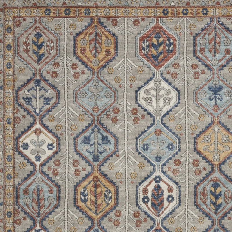 4' X 6' Grey Southwestern Power Loom Non Skid Area Rug