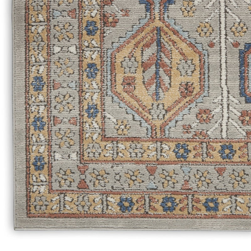 4' X 6' Grey Southwestern Power Loom Non Skid Area Rug