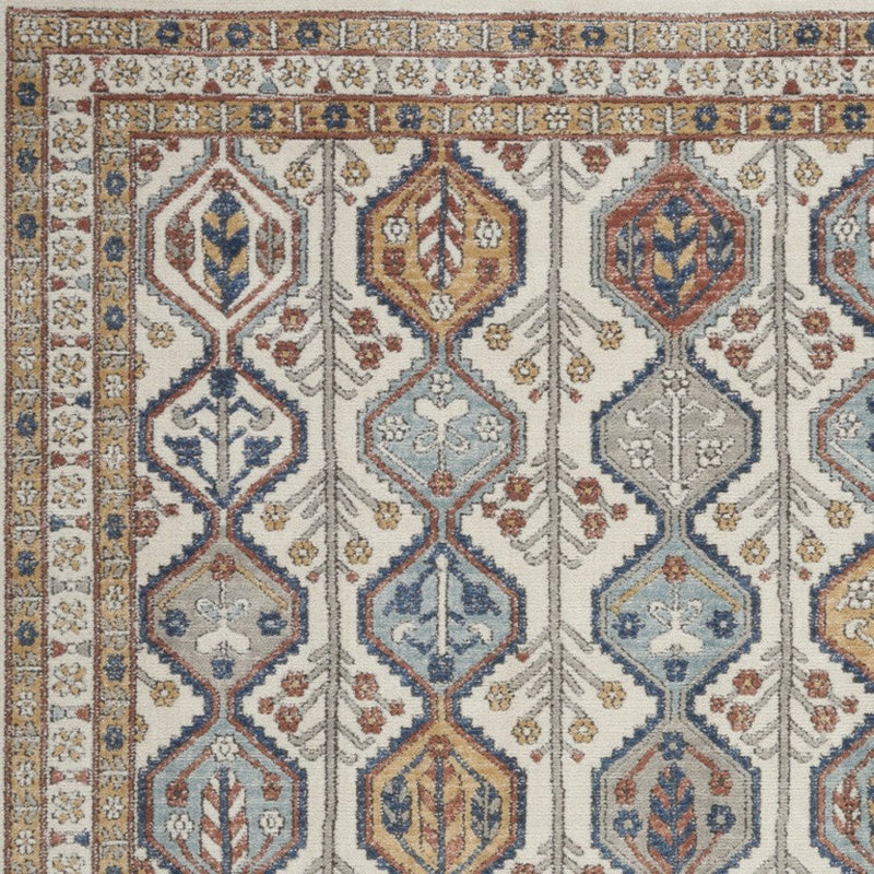 4' X 6' Ivory Southwestern Power Loom Non Skid Area Rug