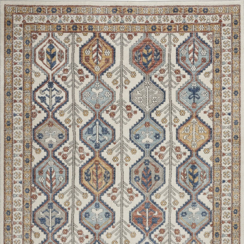 4' X 6' Ivory Southwestern Power Loom Non Skid Area Rug